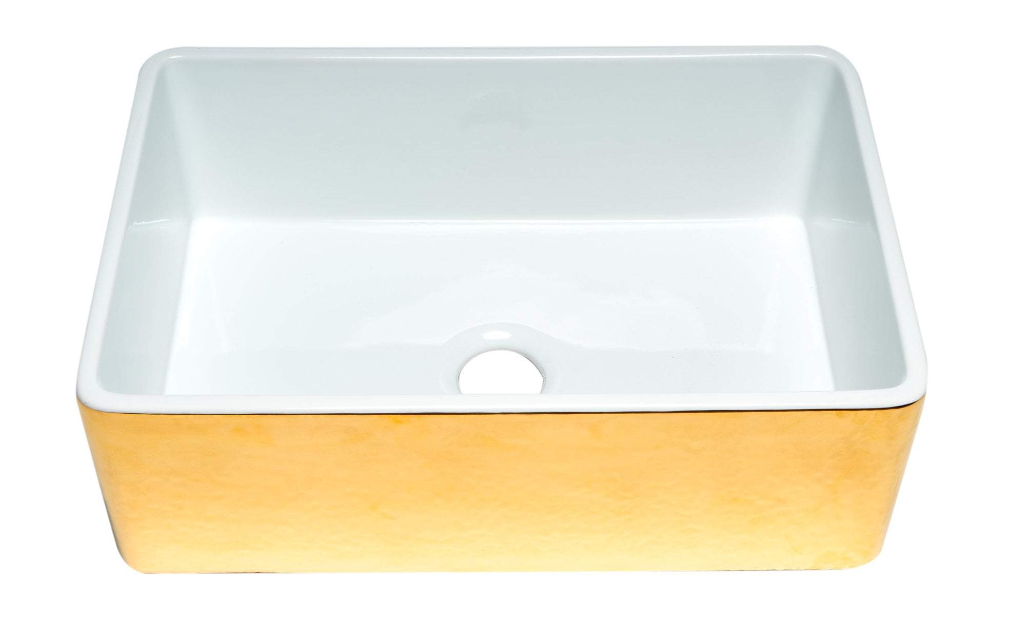 ALFI brand ABHG3020SB Hammered Gold/Fluted 30 inch Reversible Single Fireclay Farmhouse Kitchen Sink