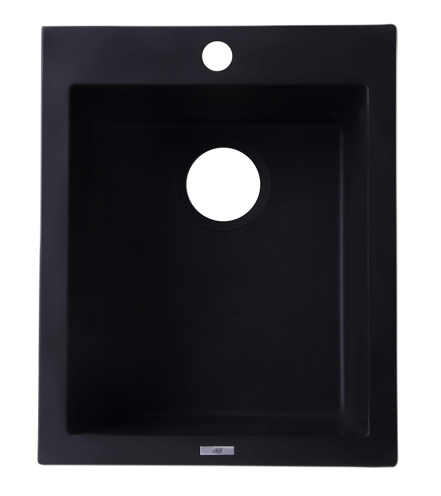 Black 17" Drop-In Rectangular Granite Composite Kitchen Prep Sink