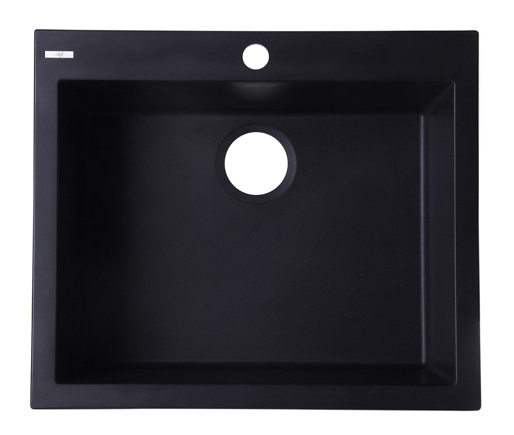 Black 24" Drop-In Single Bowl Granite Composite Kitchen Sink