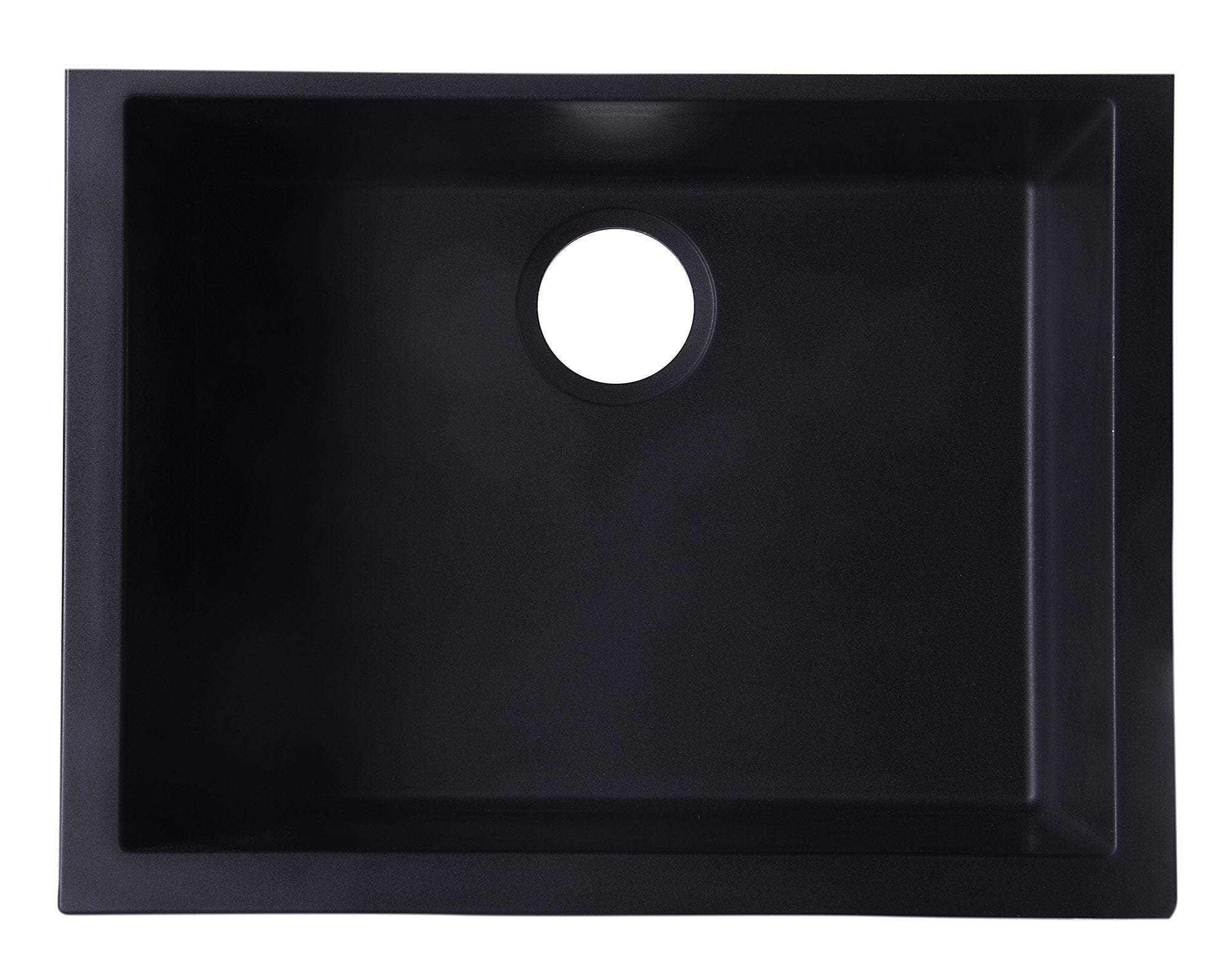 Black 24" Undermount Single Bowl Granite Composite Kitchen Sink