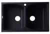 Black 32&quot; Drop-In Double Bowl Granite Composite Kitchen Sink