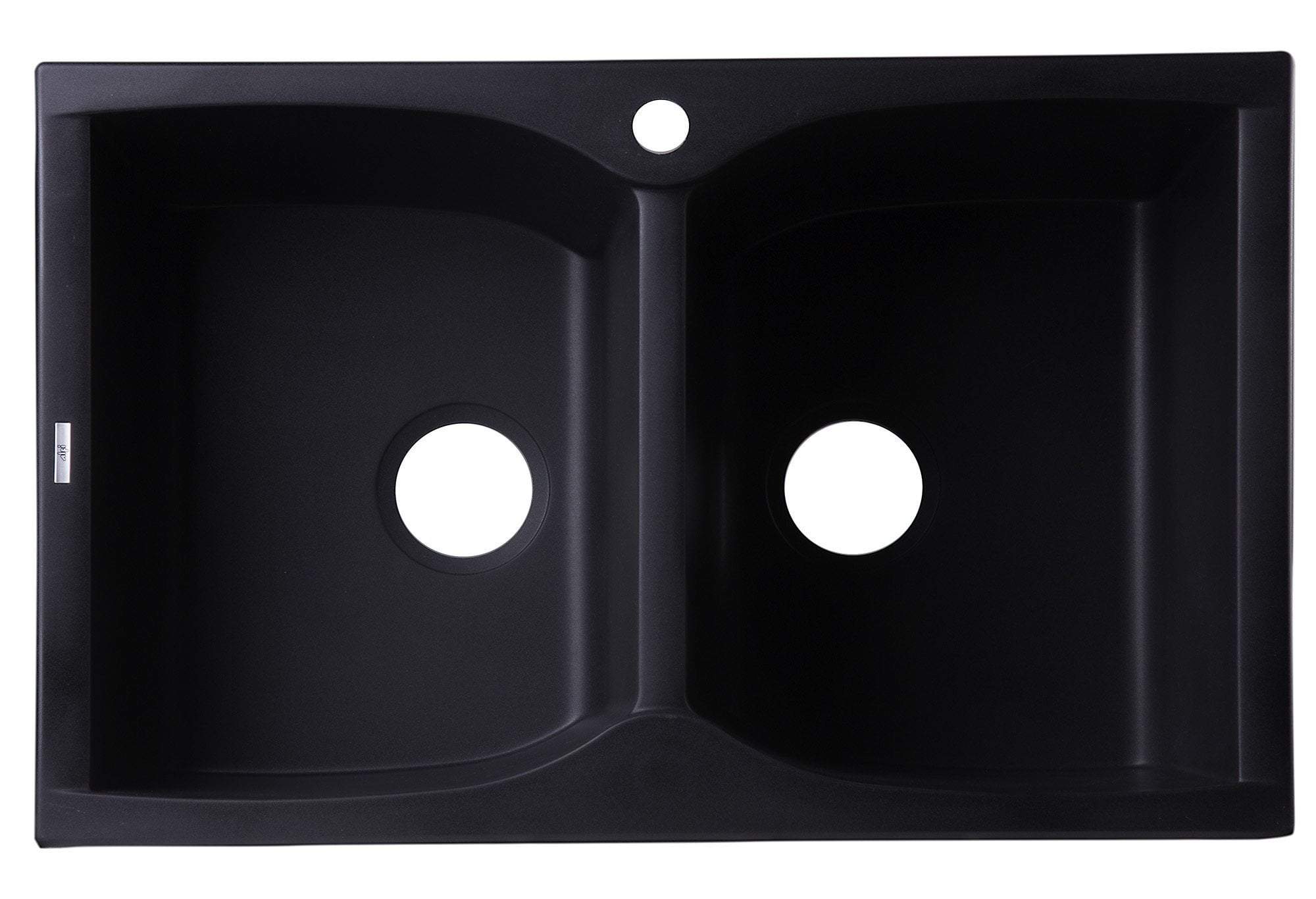 Black 32" Drop-In Double Bowl Granite Composite Kitchen Sink