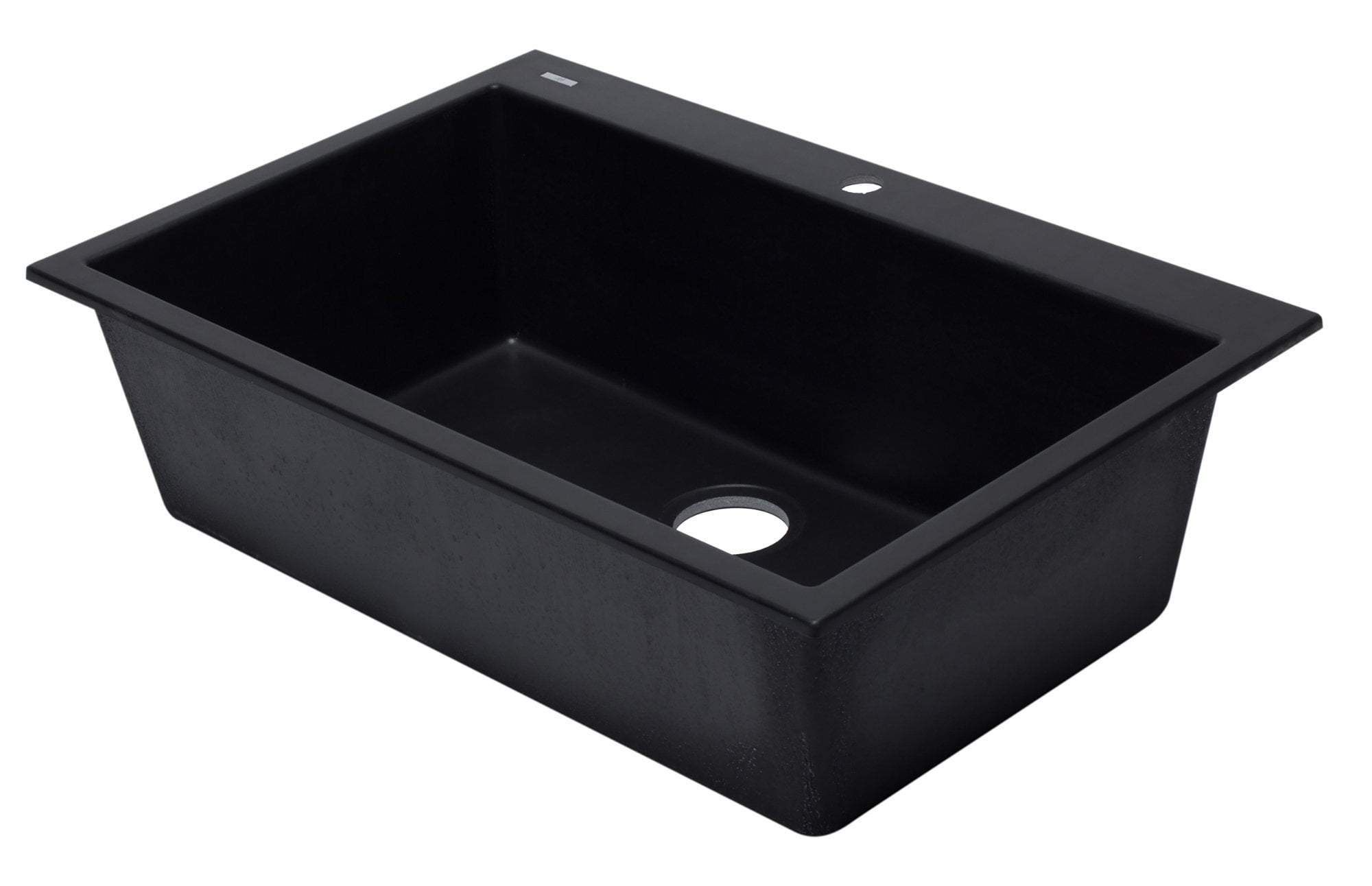 Black 33" Single Bowl Drop In Granite Composite Kitchen Sink