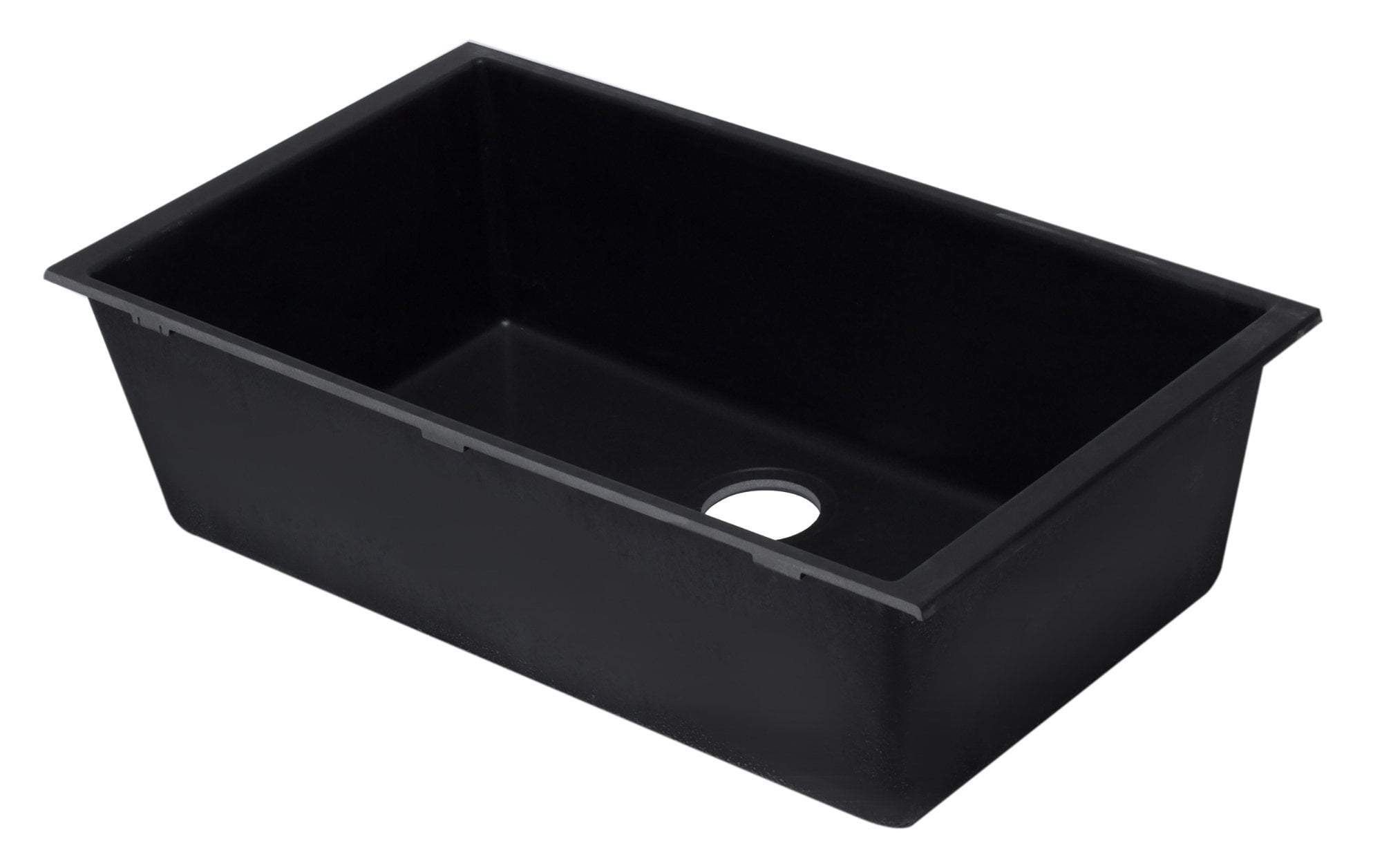 Black 33" Single Bowl Undermount Granite Composite Kitchen Sink