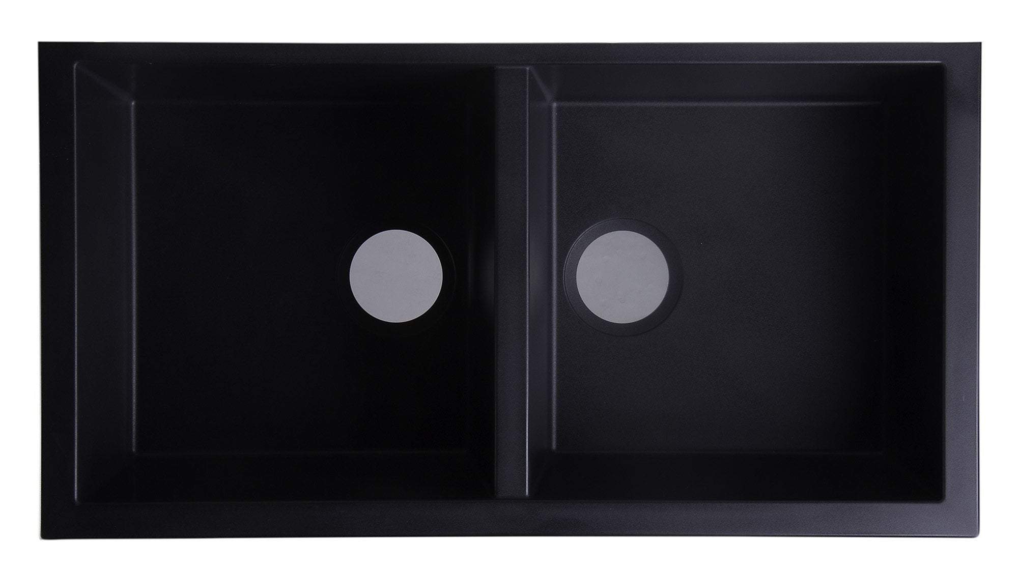 Black 34" Undermount Double Bowl Granite Composite Kitchen Sink
