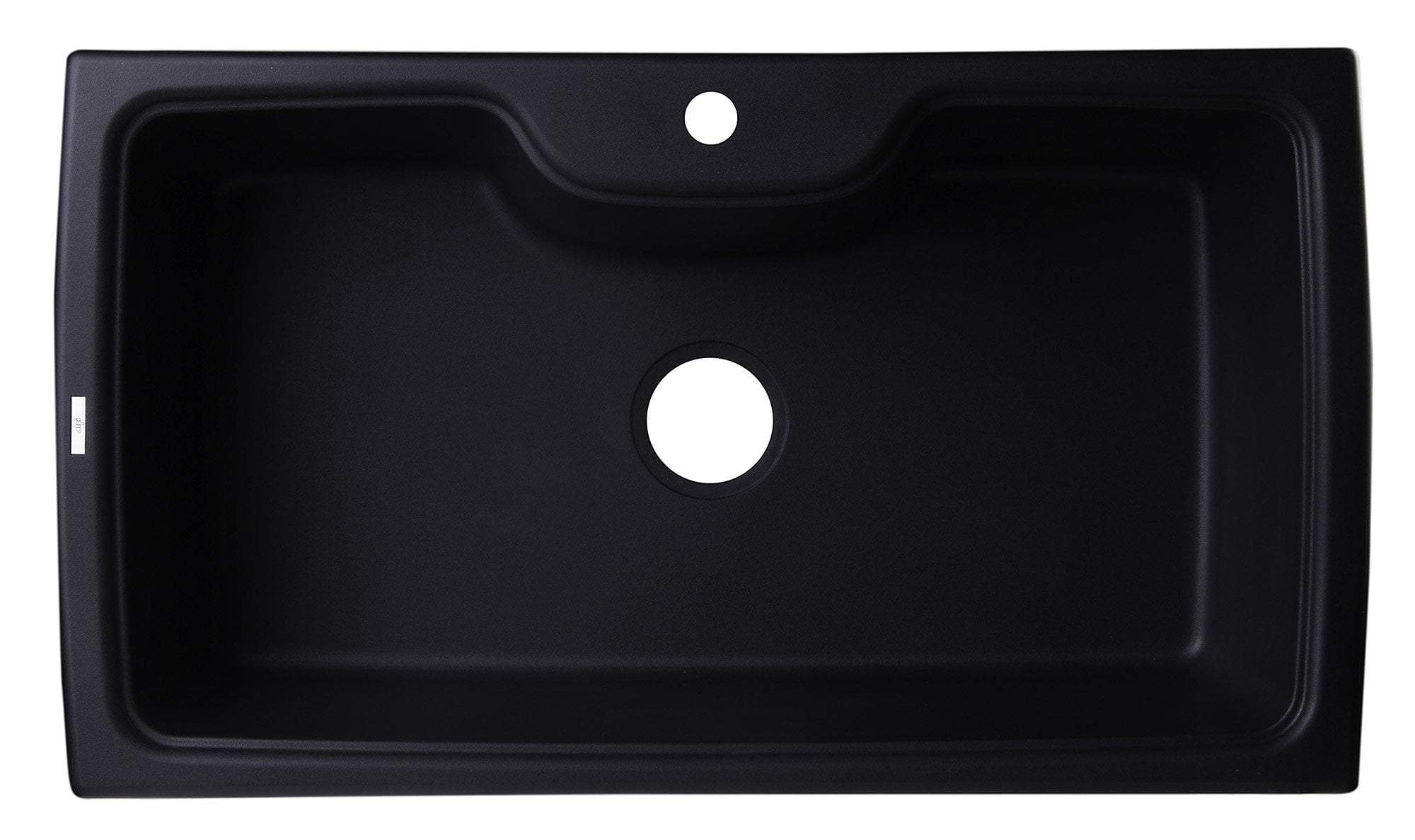 Black 35" Drop-In Single Bowl Granite Composite Kitchen Sink