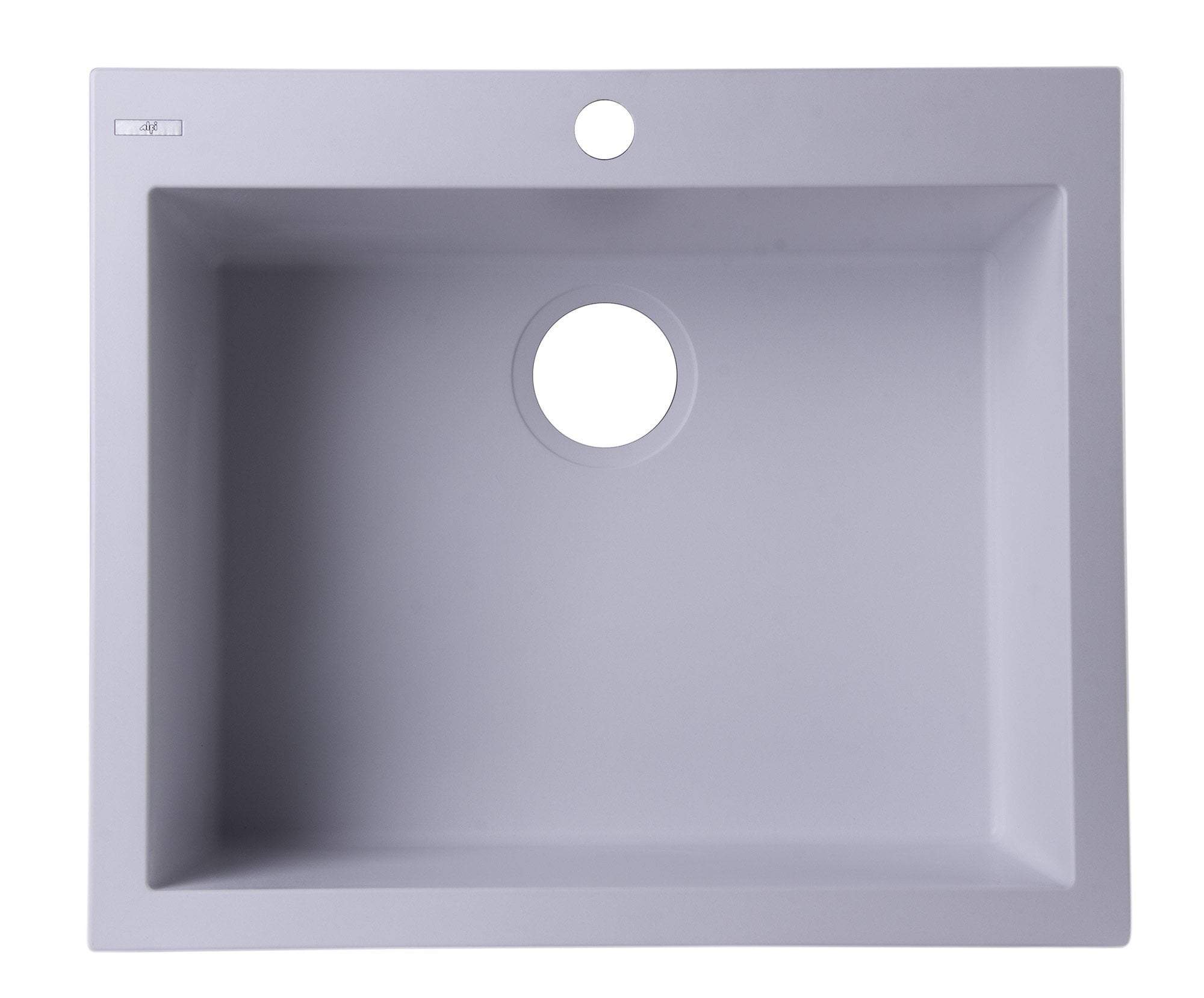 White 24" Drop-In Single Bowl Granite Composite Kitchen Sink
