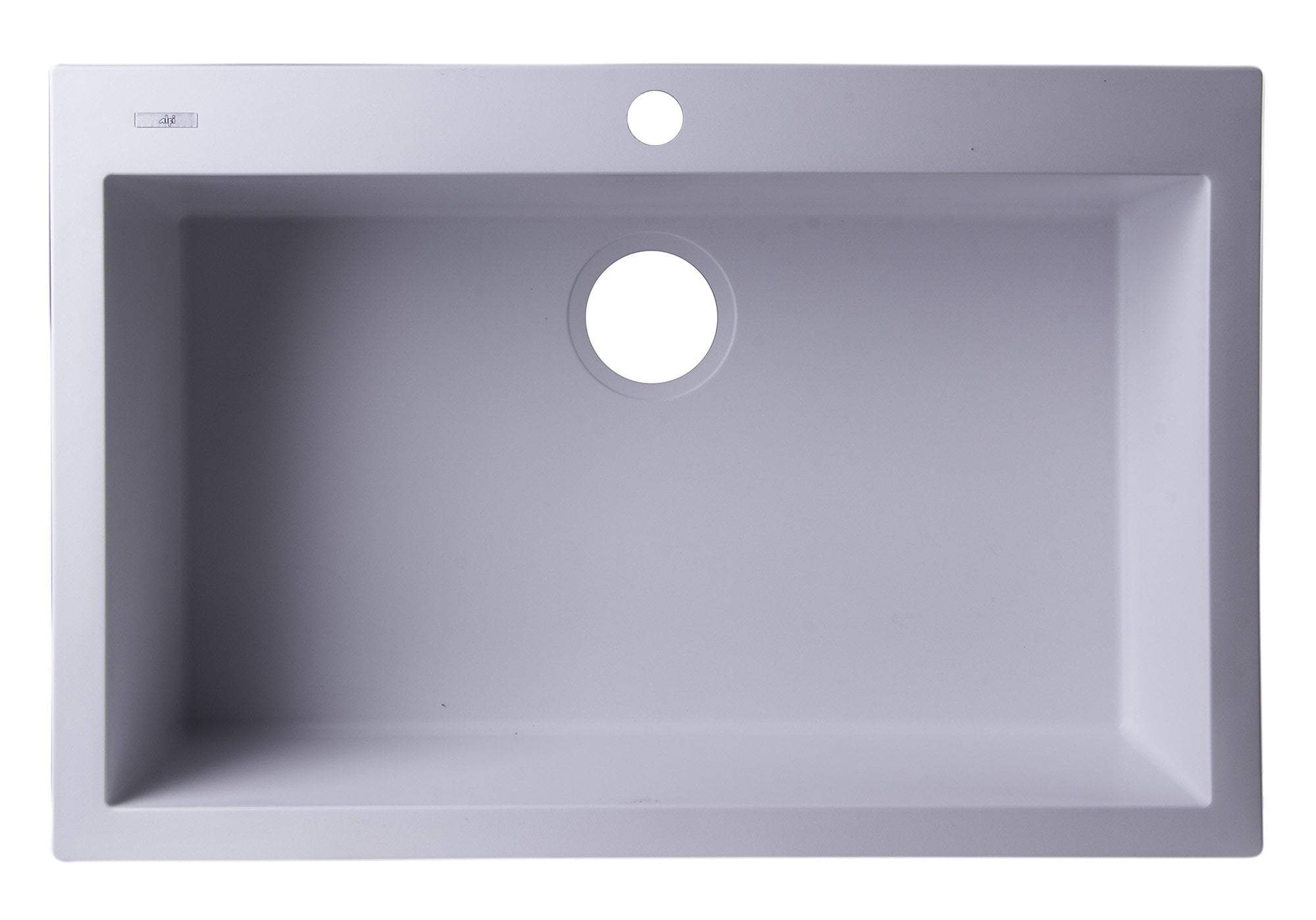 White 30" Drop-In Single Bowl Granite Composite Kitchen Sink