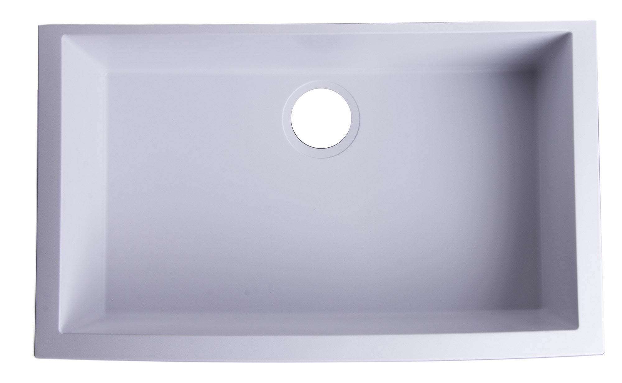 White 30" Undermount Single Bowl Granite Composite Kitchen Sink