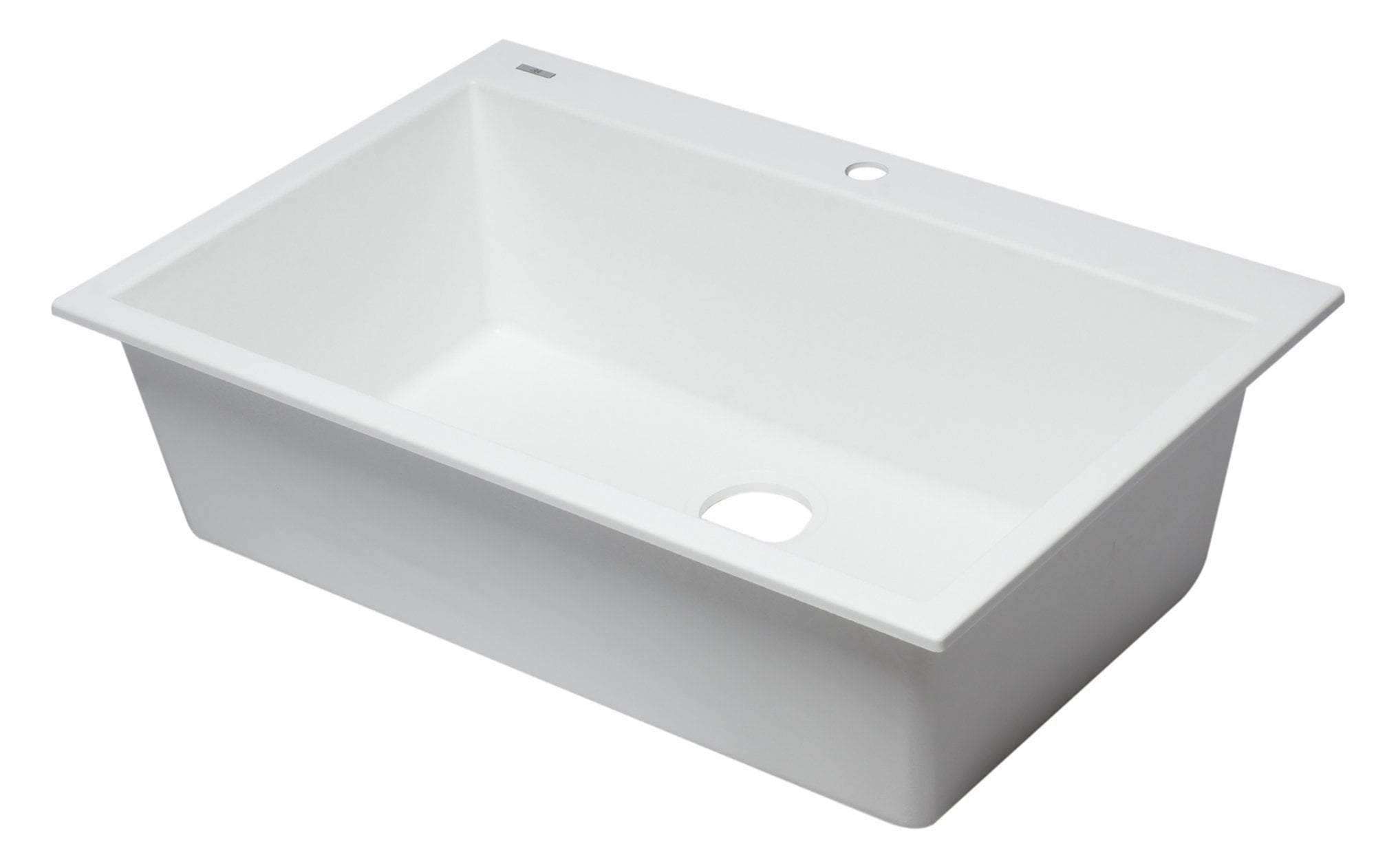 White 33" Single Bowl Drop In Granite Composite Kitchen Sink