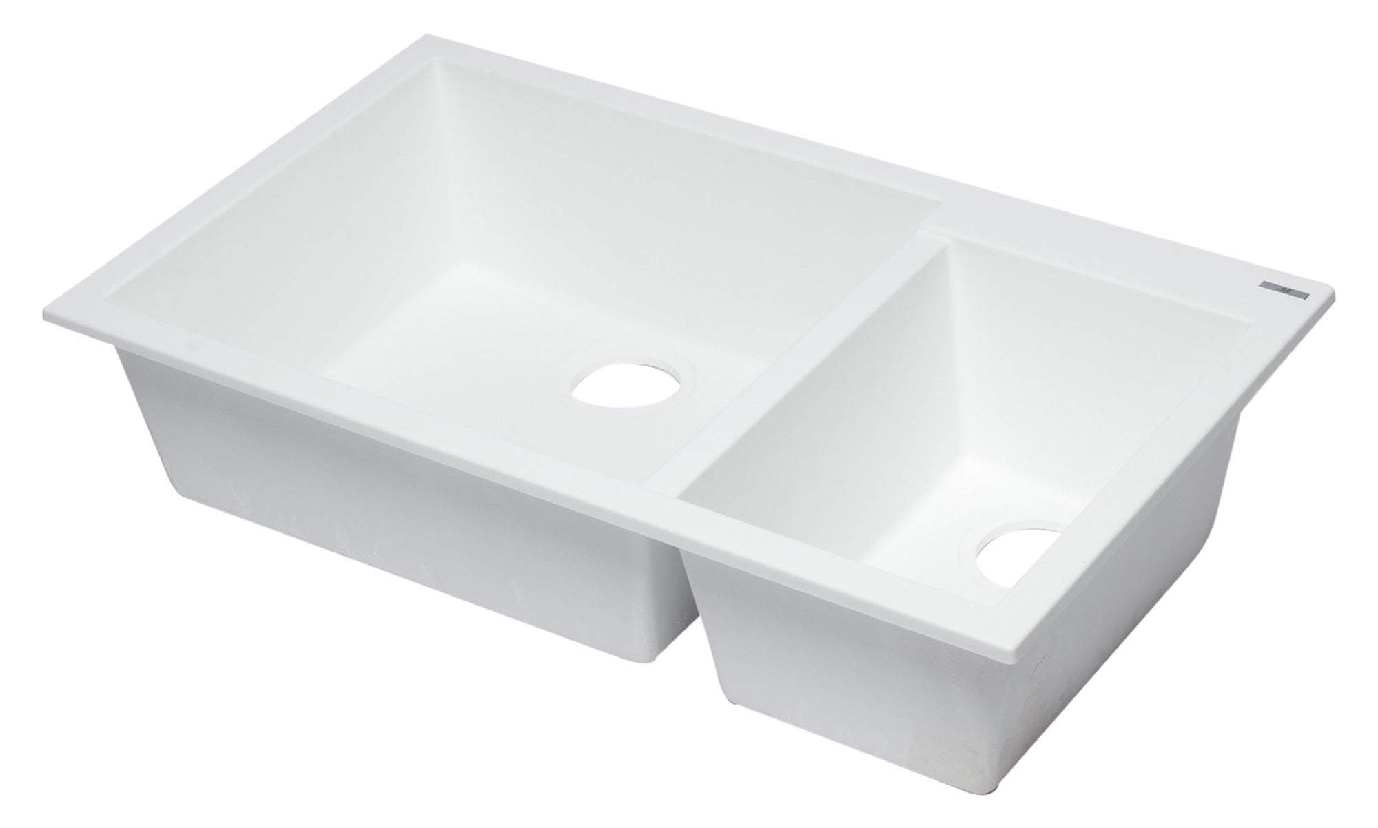 White 34&quot; Double Bowl Undermount Granite Composite Kitchen Sink