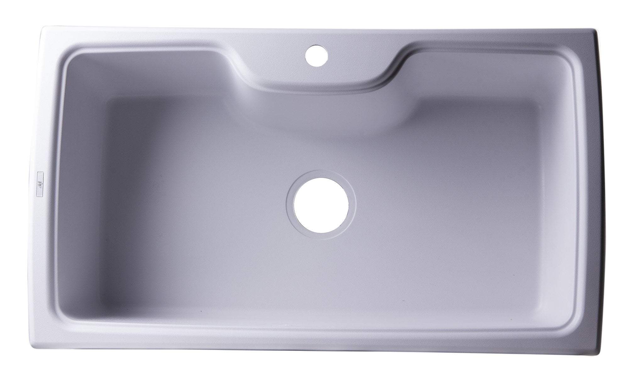 White 35" Drop-In Single Bowl Granite Composite Kitchen Sink