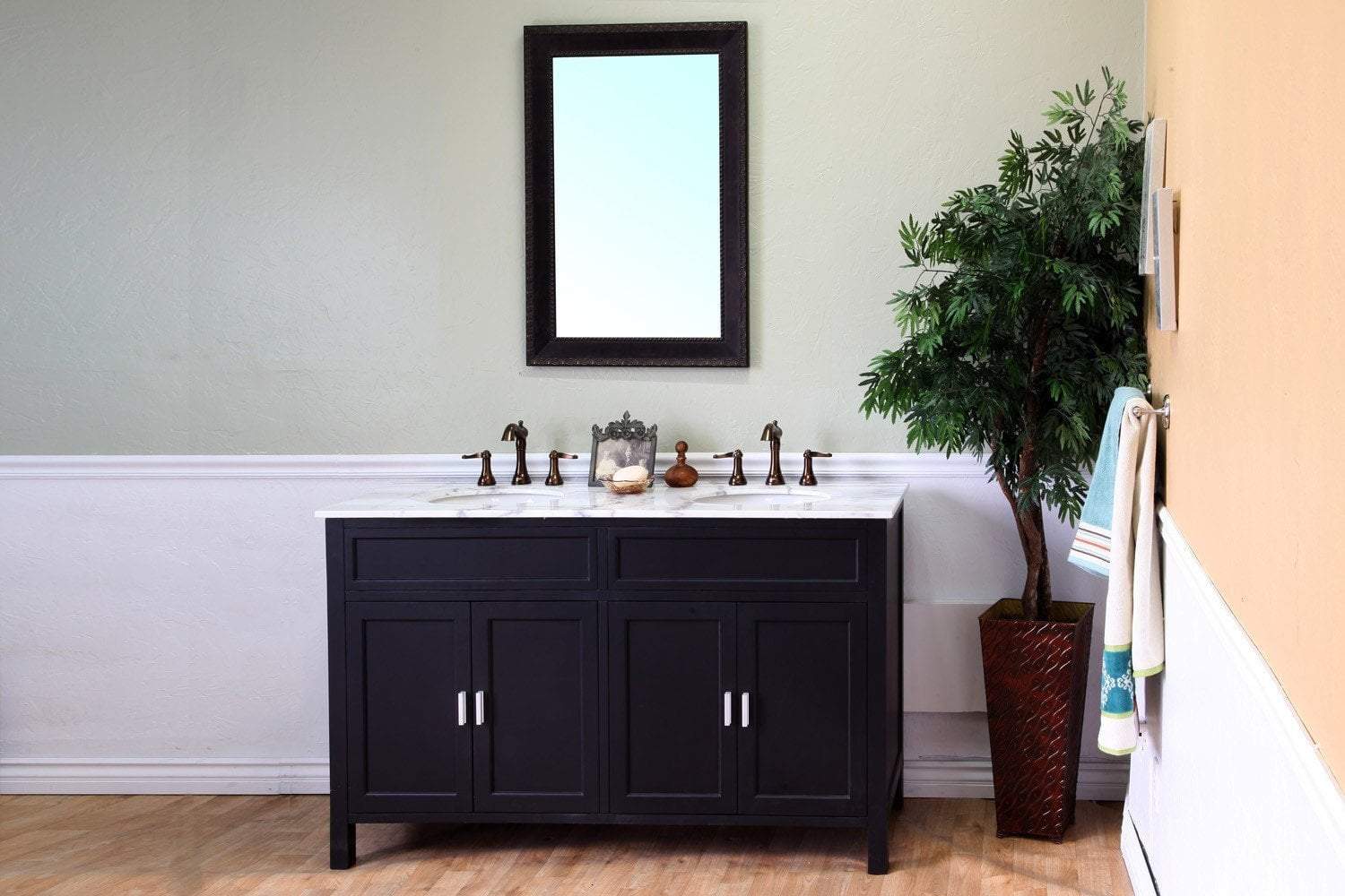 bellaterra 60 double sink vanity in wood ebony 600168 60b