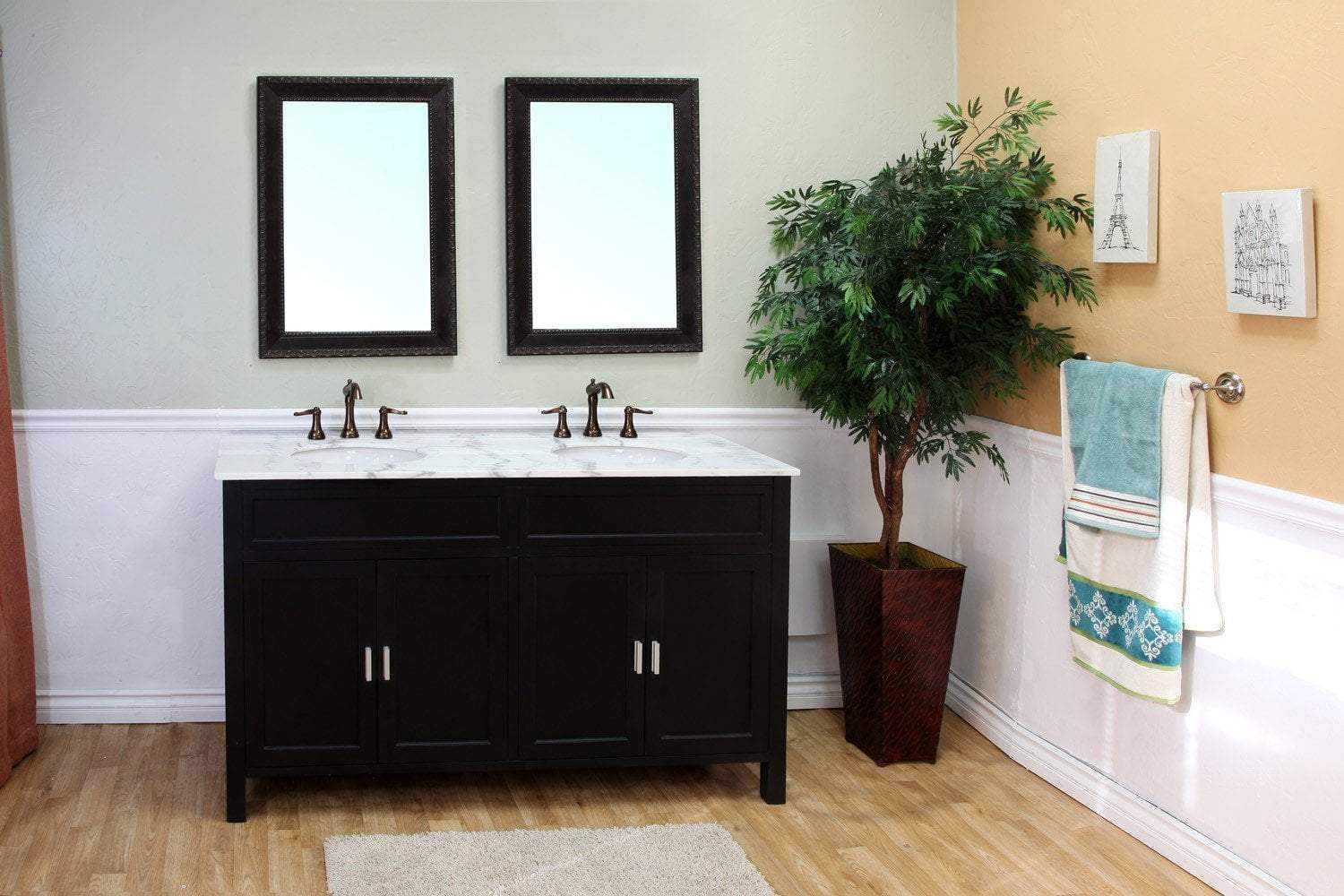 bellaterra 60 double sink vanity in wood ebony 600168 60b