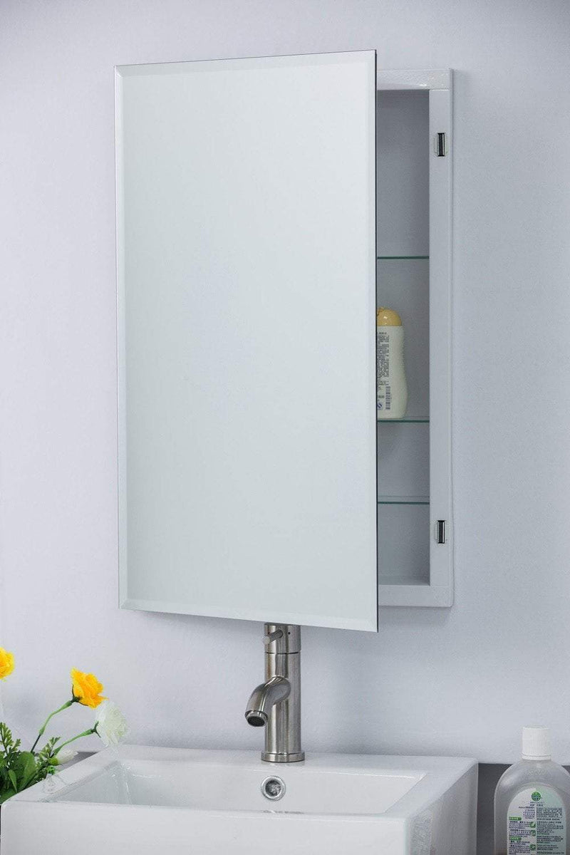 16.75"W Medicine Cabinet, Frameless, 3 Shelves, Recessed or Surface Mo ...