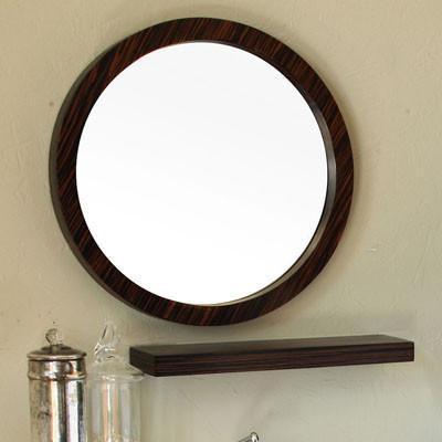 21" Round Mirror, Solid Wood Frame, Ebony-Zebra Finish