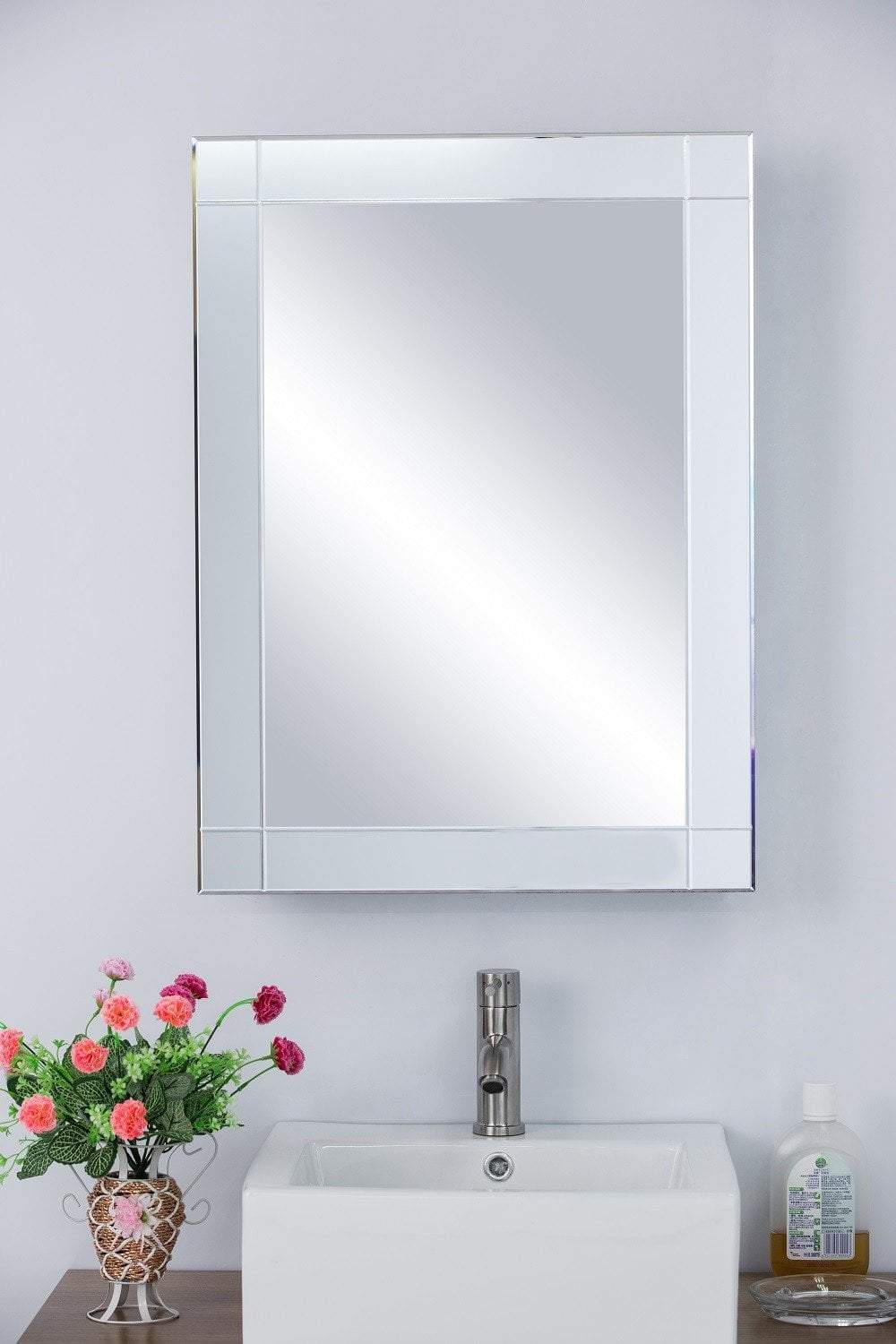 22.25"W x 30.25"H Medicine Cabinet, Mirrored Frame, Recessed or Surface Mount