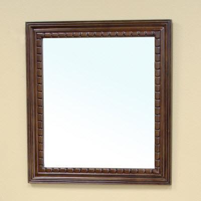 Bellaterra 35.5"W x 31.5"H Bathroom Vanity Mirror, Solid Wood Frame, Walnut