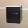 Bellaterra Wall Mount Side Cabinet, Solid Wood, Black Finish, White Stone Top