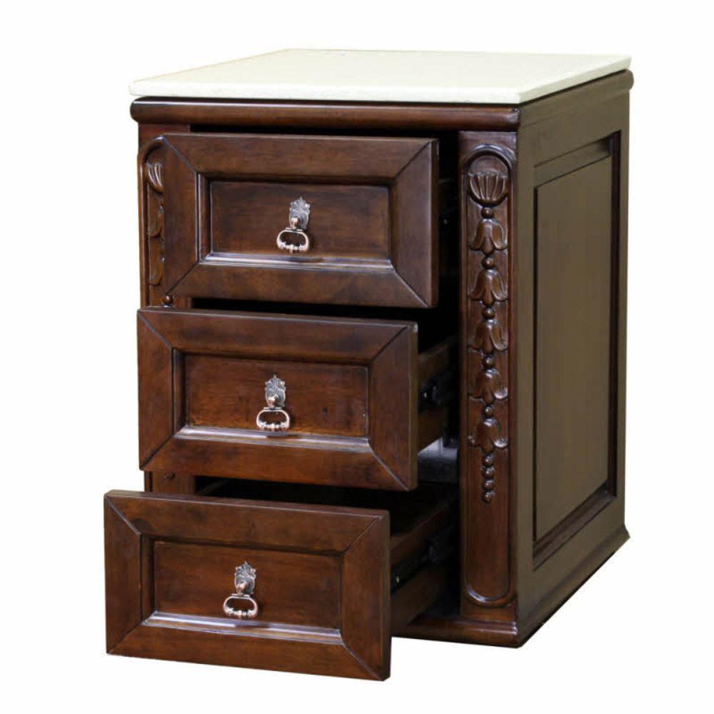 Bridge Unit, Birch Wood, Walnut Finish, White Marble Top