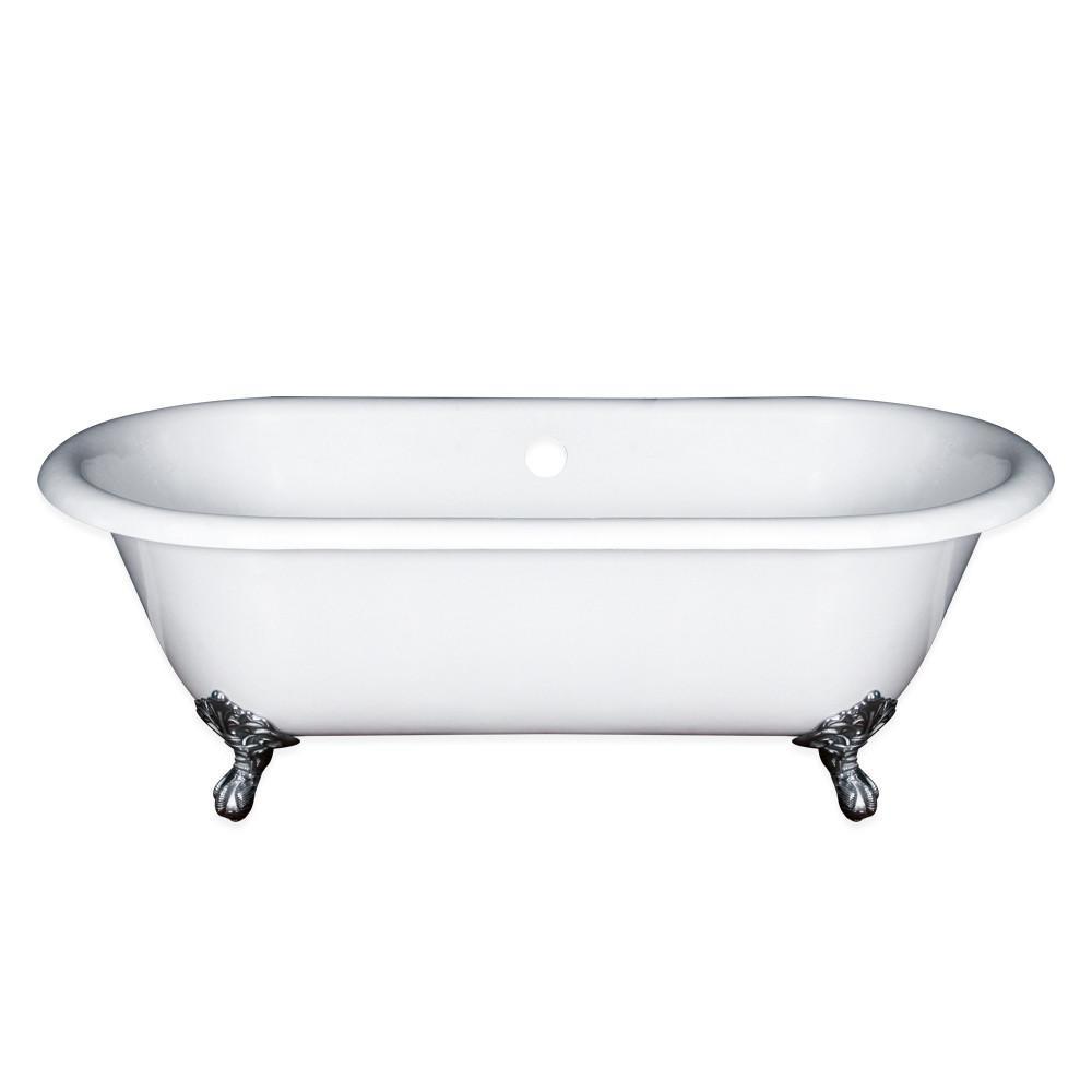 67" Cast Iron Double Ended Clawfoot Tub, No Faucet Drill