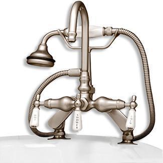 Cast Iron Double Slipper Tub 71", Telephone Faucet Brushed Nickel Package