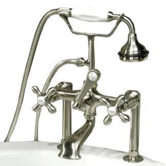 Cast Iron Double Slipper Tub 71", Telephone Style Faucet Nickel Package