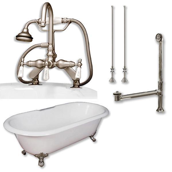 Cast Iron Double Clawfoot Tub 60", Telephone Faucet Package