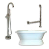 Cast Iron Double Slipper Tub 71&quot; Freestanding Tub Filler Shower Nickel Package