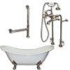 Cast Iron Double Slipper Tub 71&quot;, Standing Faucet Shower Nickel Package