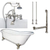 Cast Iron Slipper Clawfoot Tub 61&quot; with Brushed Nickel Plumbing Package