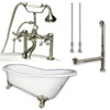 Cast Iron Slipper Tub 61&quot;, Telephone Style Faucet Brushed Nickel Package