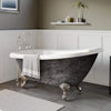 Scorched Platinum 61” x 28” Acrylic Slipper Bathtub with” 7” Deck Mount Faucet Holes and Brushed Nickel Ball and Claw Feet