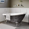 Scorched Platinum 61” x 28” Acrylic Slipper Bathtub with” 7” Deck Mount Faucet Holes and Polished Chrome Ball and Claw Feet