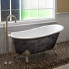 Scorched Platinum 61” x 30” Cast Iron Slipper Bathtub with” No Faucet Holes and Brushed Nickel Feet
