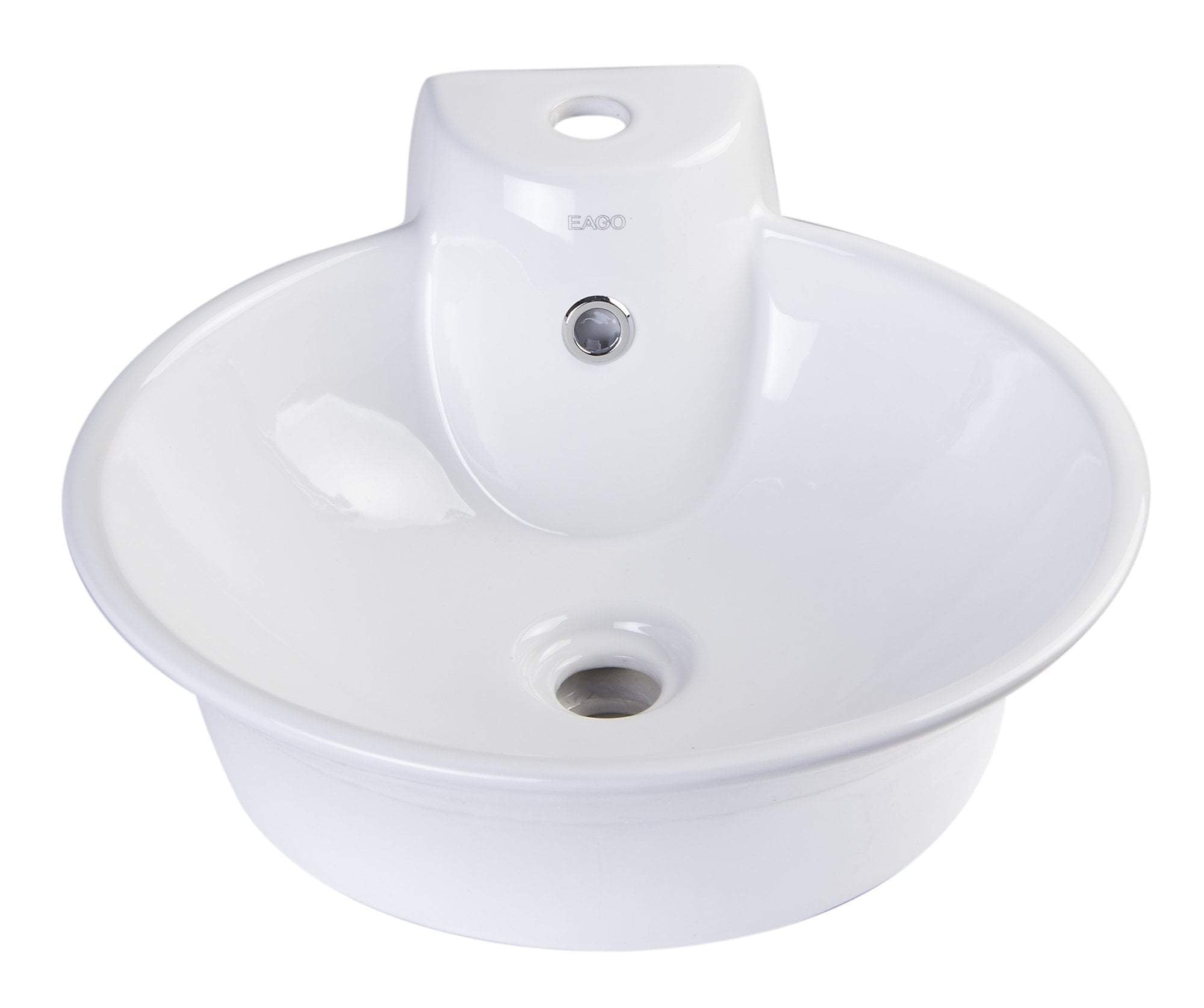 EAGO BA121 Round Ceramic Above Mount Bath Vessel Sink with Single Faucet Hole