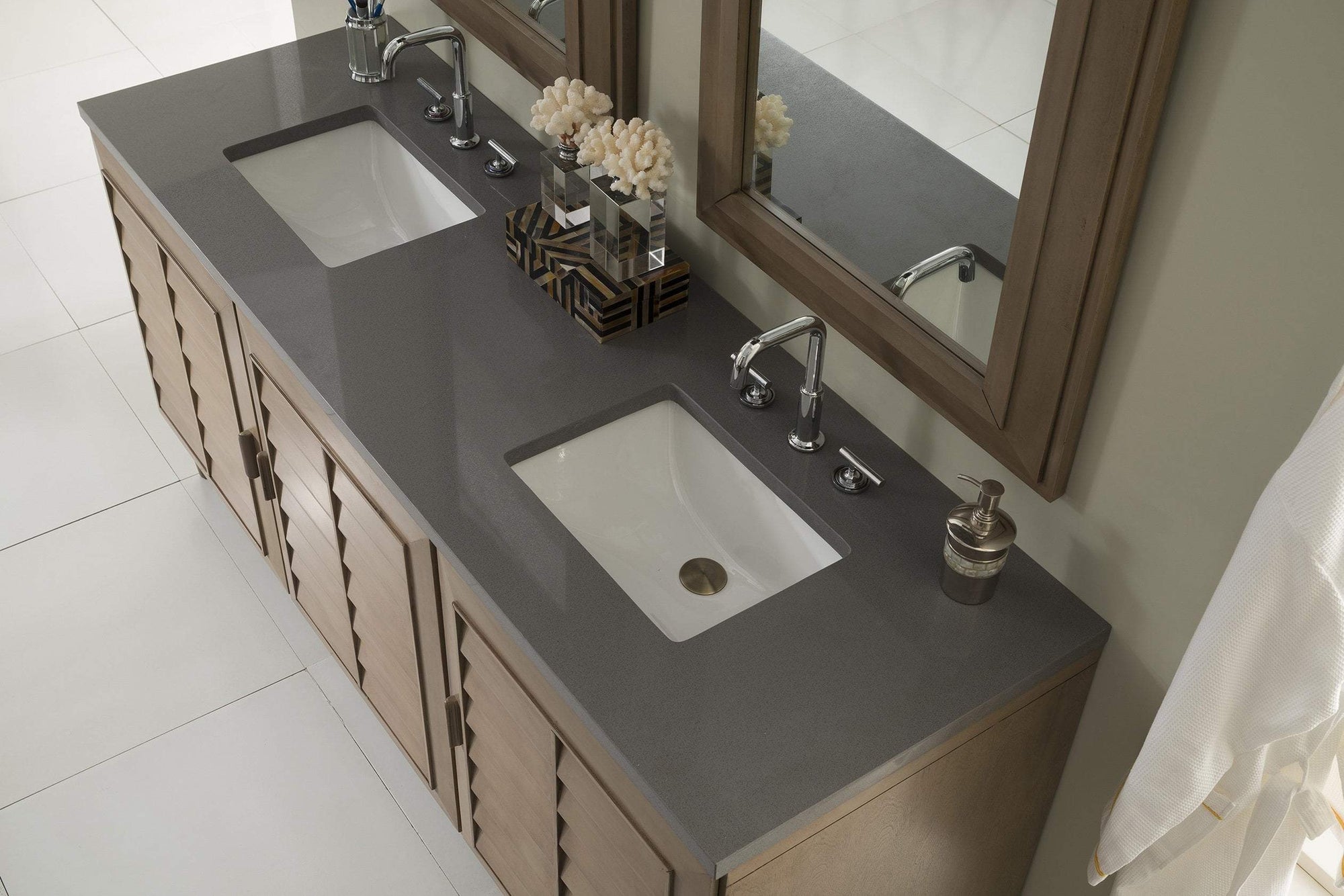 Portland 72&quot; Double Vanity, White Washed Walnut