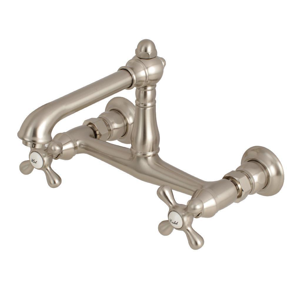 Kingston Brass English Country Wall-Mount Bathroom Faucet Brushed Nickel
