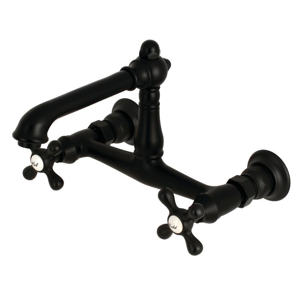 Kingston Brass English Country Wall-Mount Bathroom Faucet Matte Black