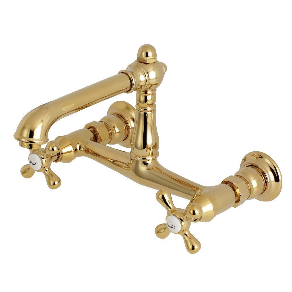Kingston Brass English Country Wall-Mount Bathroom Faucet Polished Brass