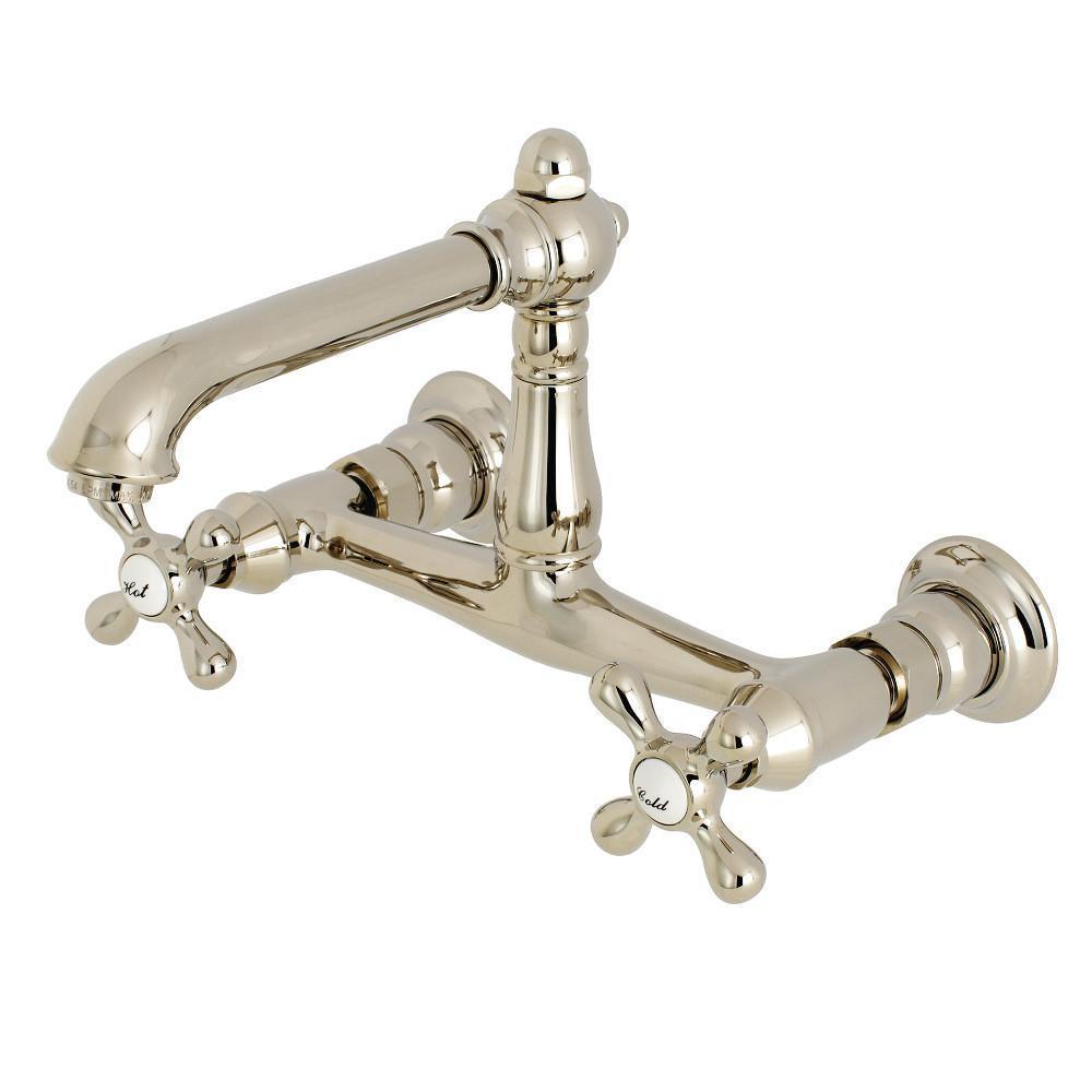 Kingston Brass English Country Wall-Mount Bathroom Faucet Polished Nickel