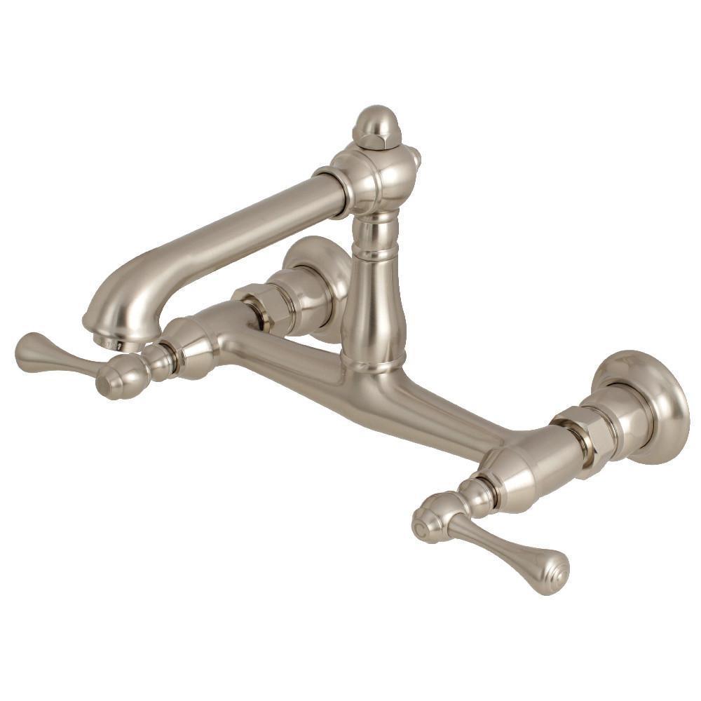 Kingston Brass English Country Wall-Mount Bathroom Faucet Brushed Nickel