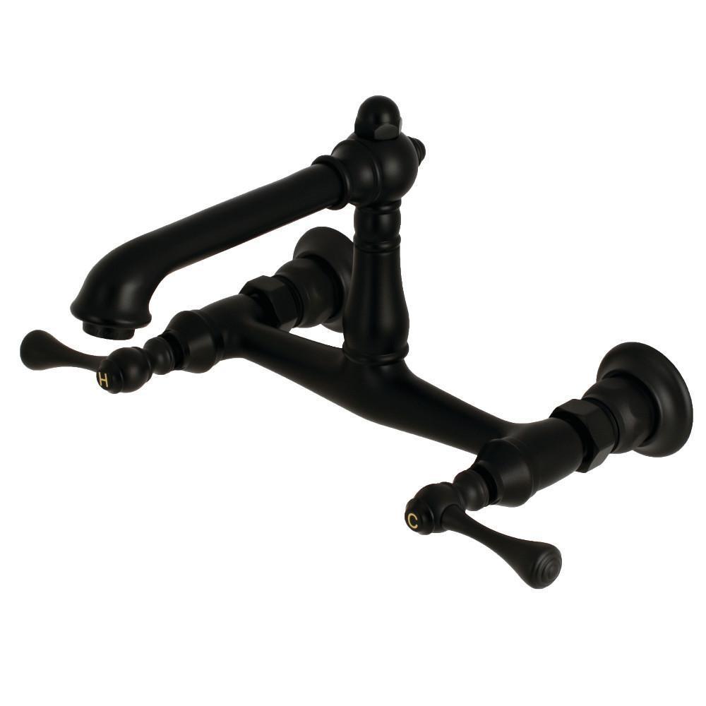 Kingston Brass English Country Wall-Mount Bathroom Faucet Matte Black