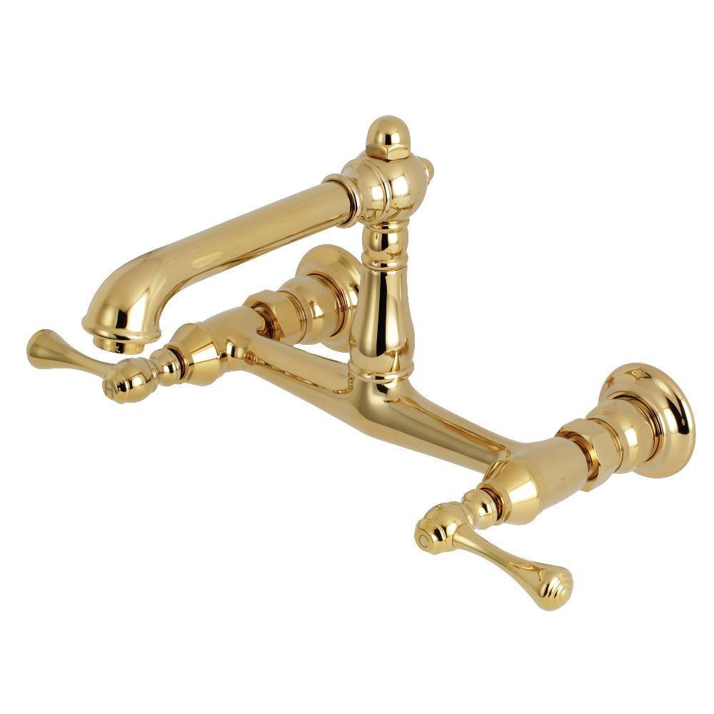 Kingston Brass English Country Wall-Mount Bathroom Faucet Polished Brass
