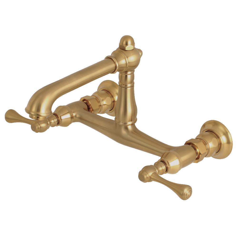 Kingston Brass English Country Wall-Mount Bathroom Faucet Satin Brass
