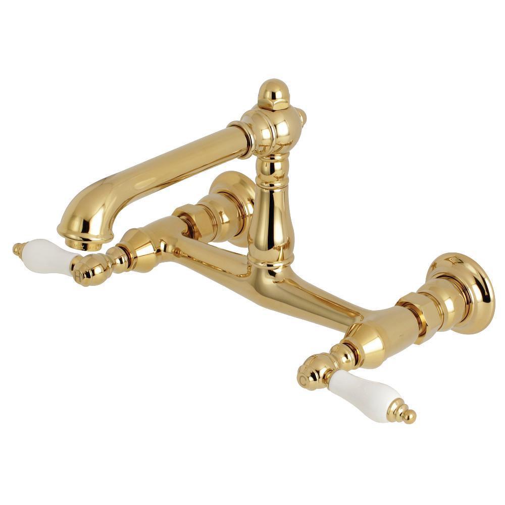 Kingston Brass English Country Wall-Mount Bathroom Faucet Polished Brass