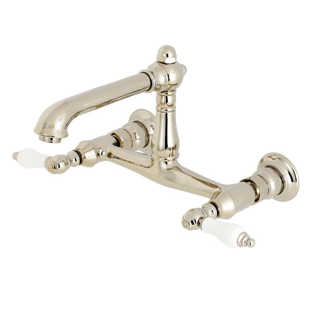 Kingston Brass English Country Wall-Mount Bathroom Faucet Polished Nickel