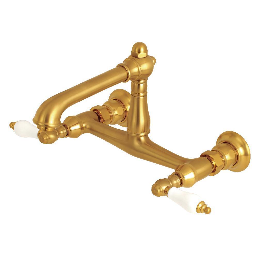 Kingston Brass English Country Wall-Mount Bathroom Faucet Satin Brass