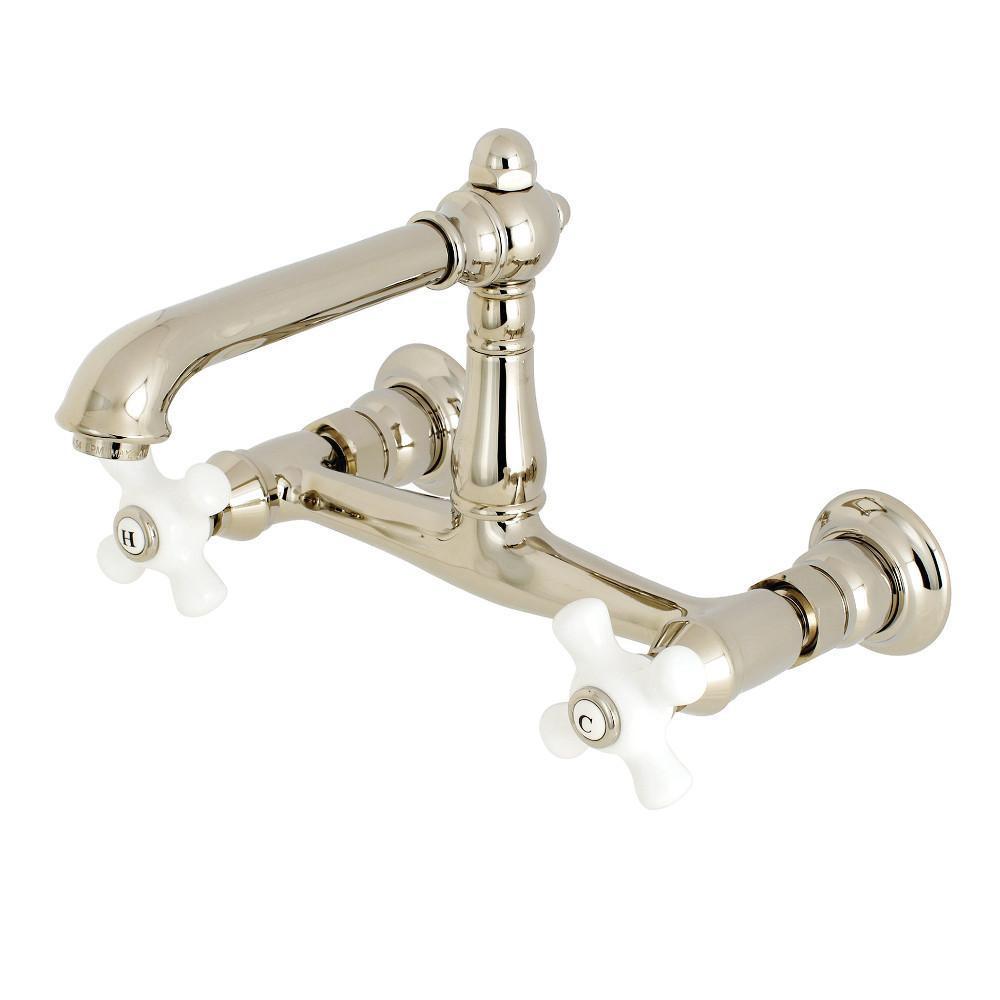 Kingston Brass English Country Wall-Mount Bathroom Faucet Polished Nickel