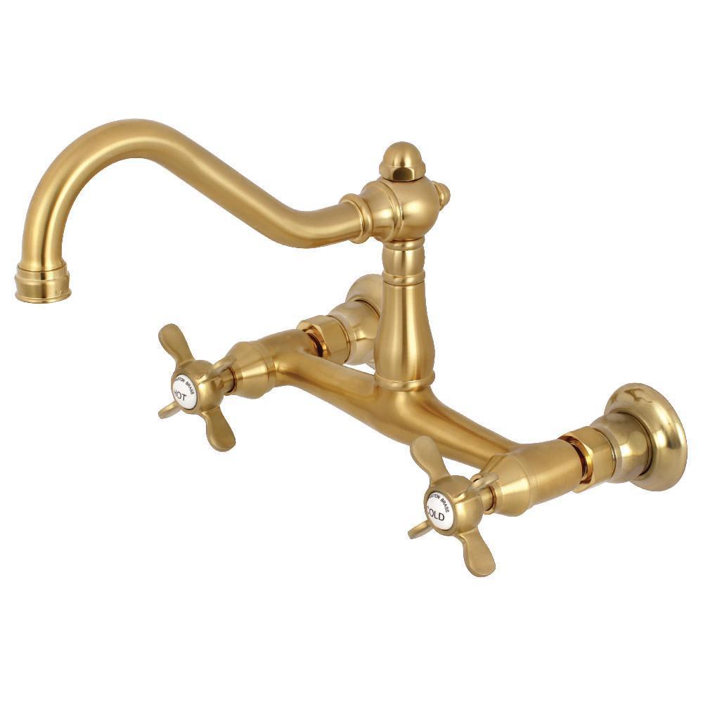 Kingston Brass Essex Wall-Mount Bathroom Faucet Satin Brass